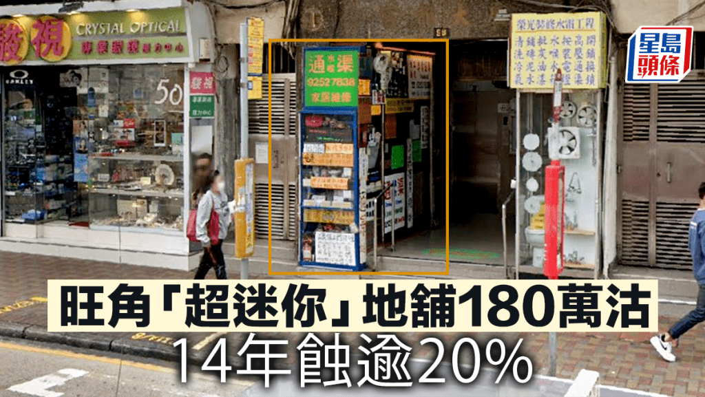 旺角「超迷你」地舖180萬沽 14年蝕逾20%