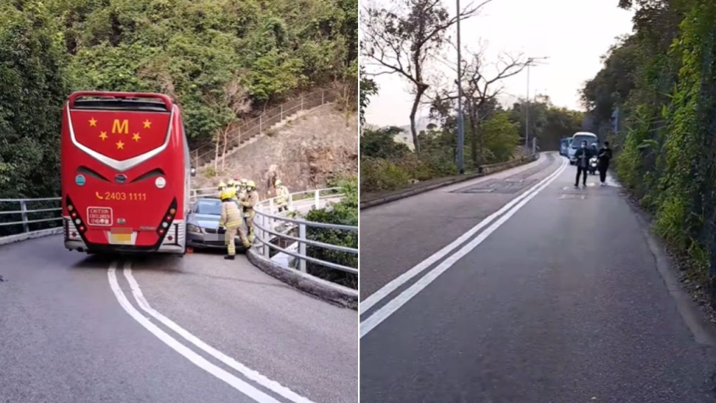 寶馬司機一度被困需要消防員協助,現場交通繁忙。馬路的事討論區FB