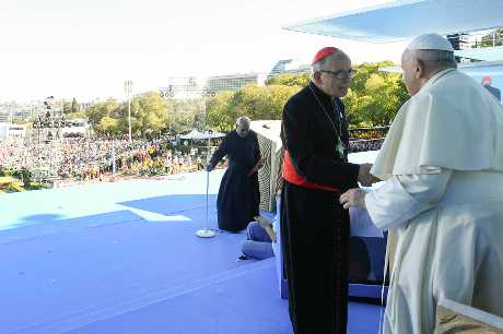 教宗出席歡迎儀式。路透社