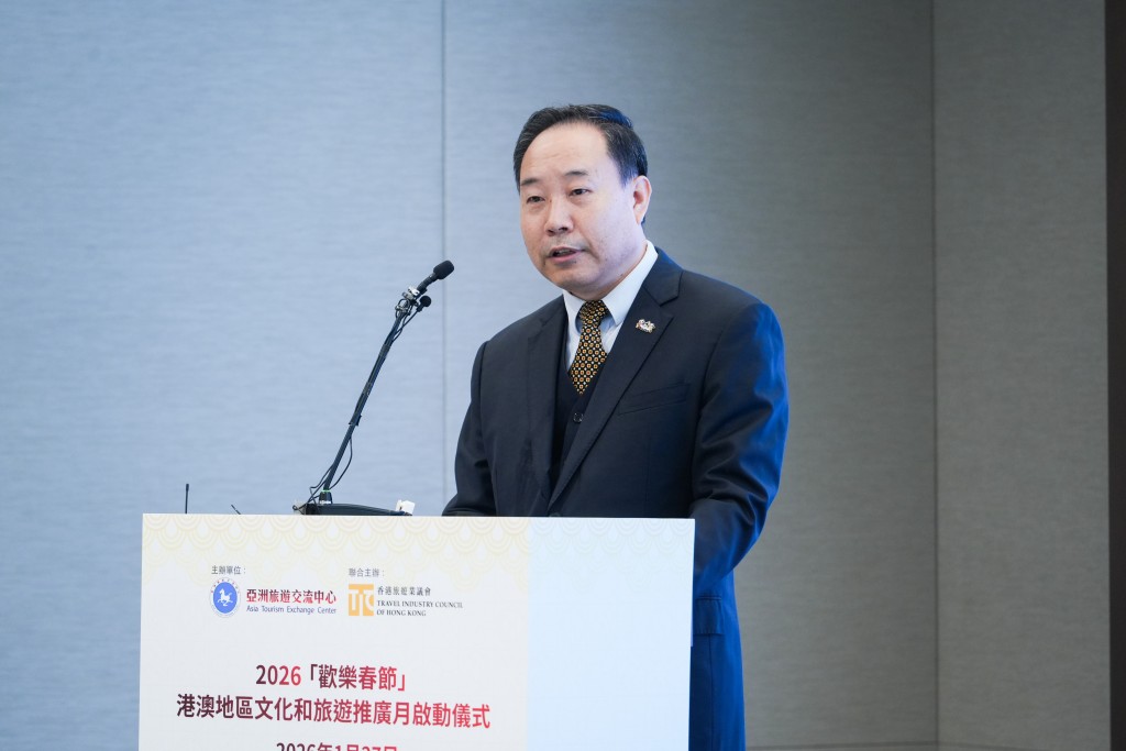 亞旅中心主任張棟致辭時介紹，港澳文旅市場復甦勢頭強勁，入境旅遊人次屢創疫情後新高。