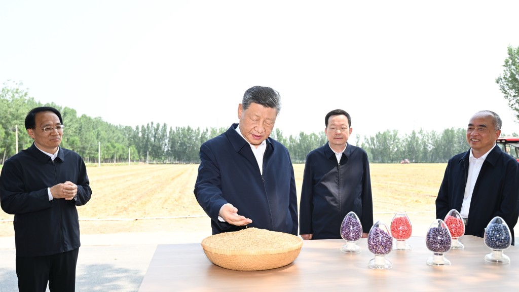 習近平考察山東,了解陵城區邊臨鎮東于架村當地「三夏」生產情況。 新華社 習近平考察山東,了解陵城區邊臨鎮東于架村當地「三夏」生產情況。 新華社