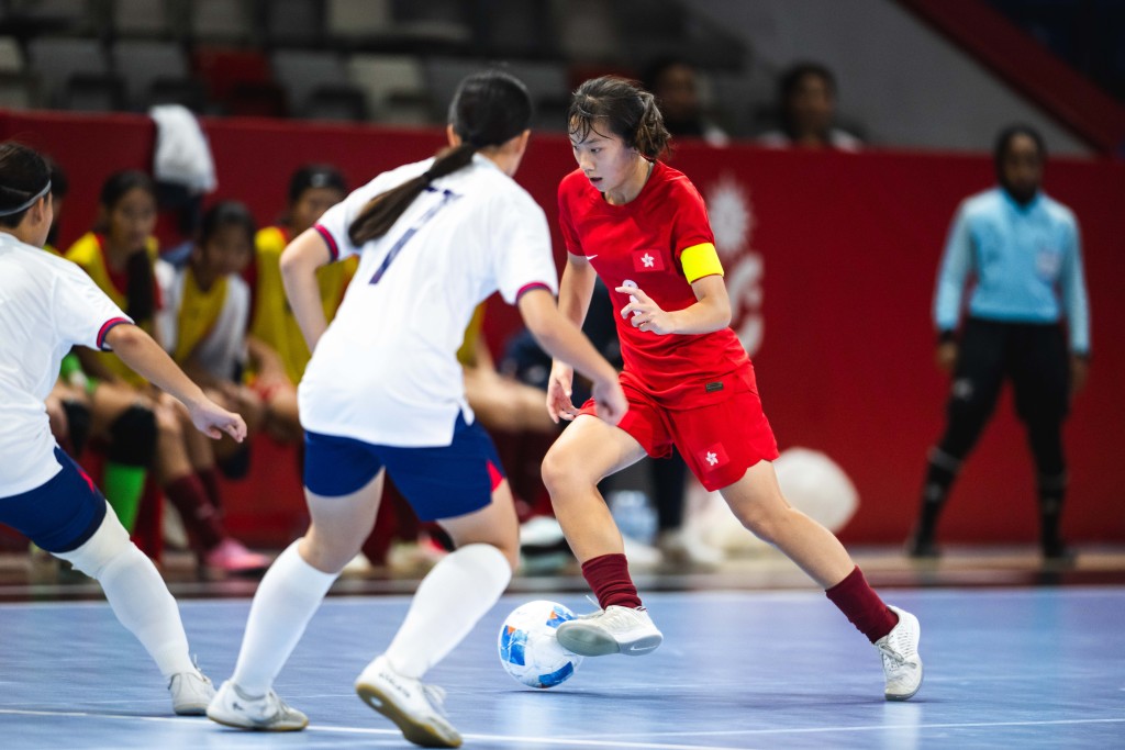 港女足(紅衫)於銅牌戰不敵中華台北。港協暨奧委會圖