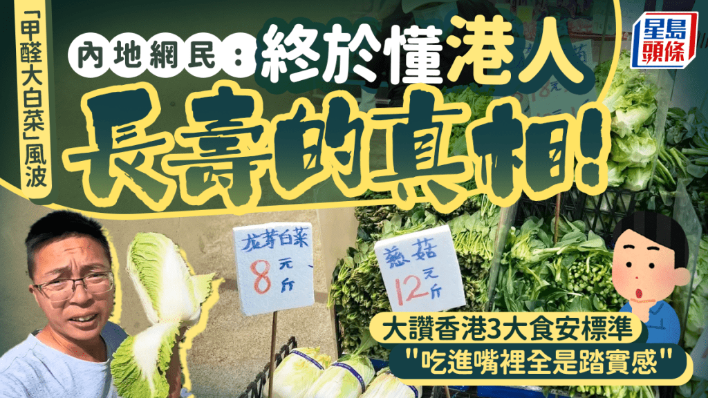 內地甲醛大白菜風波｜小紅書網民大讚3大「食安標準」 正是港人「長壽密碼」 ：吃進嘴裡全是踏實感