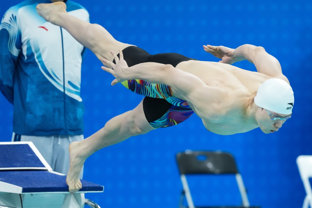 覃海洋出戰男子50米蛙泳預賽。全運官方圖片 覃海洋出戰男子50米蛙泳預賽。全運官方圖片