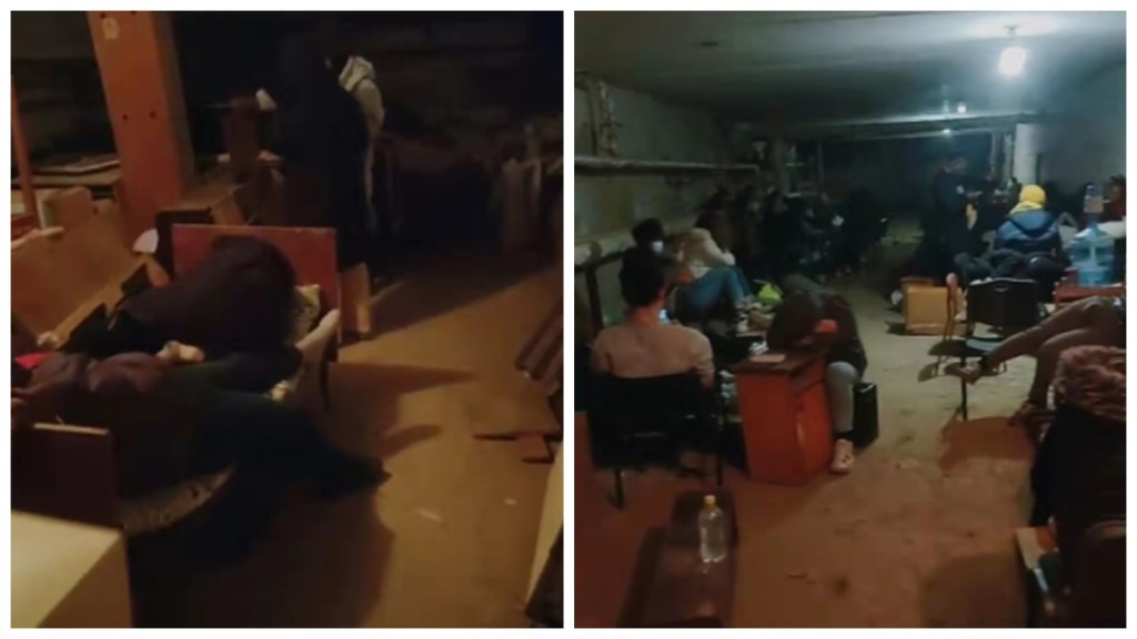 留學生小黃指，躲到洞內的人都感到十分疲倦，只能隨便找個位置休息。互聯網圖片