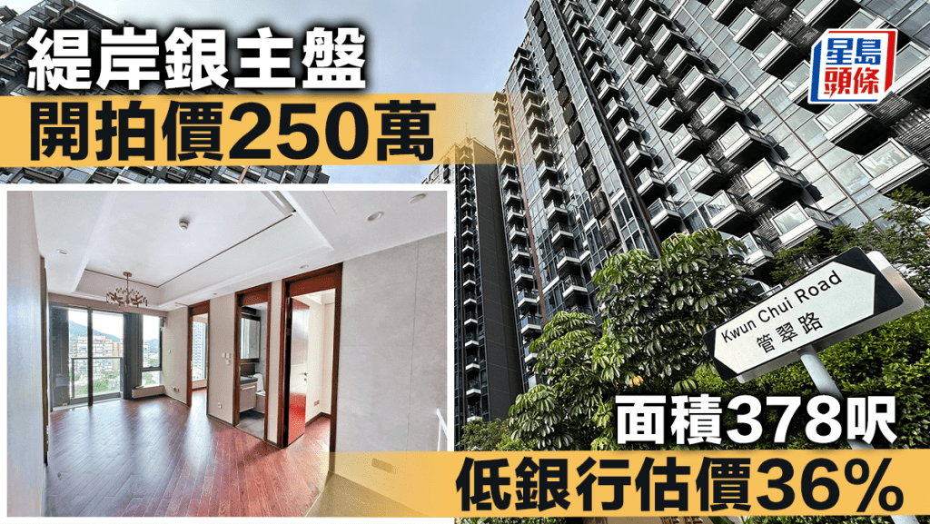 緹岸銀主盤開拍價250萬 面積378呎 低銀行估價36%