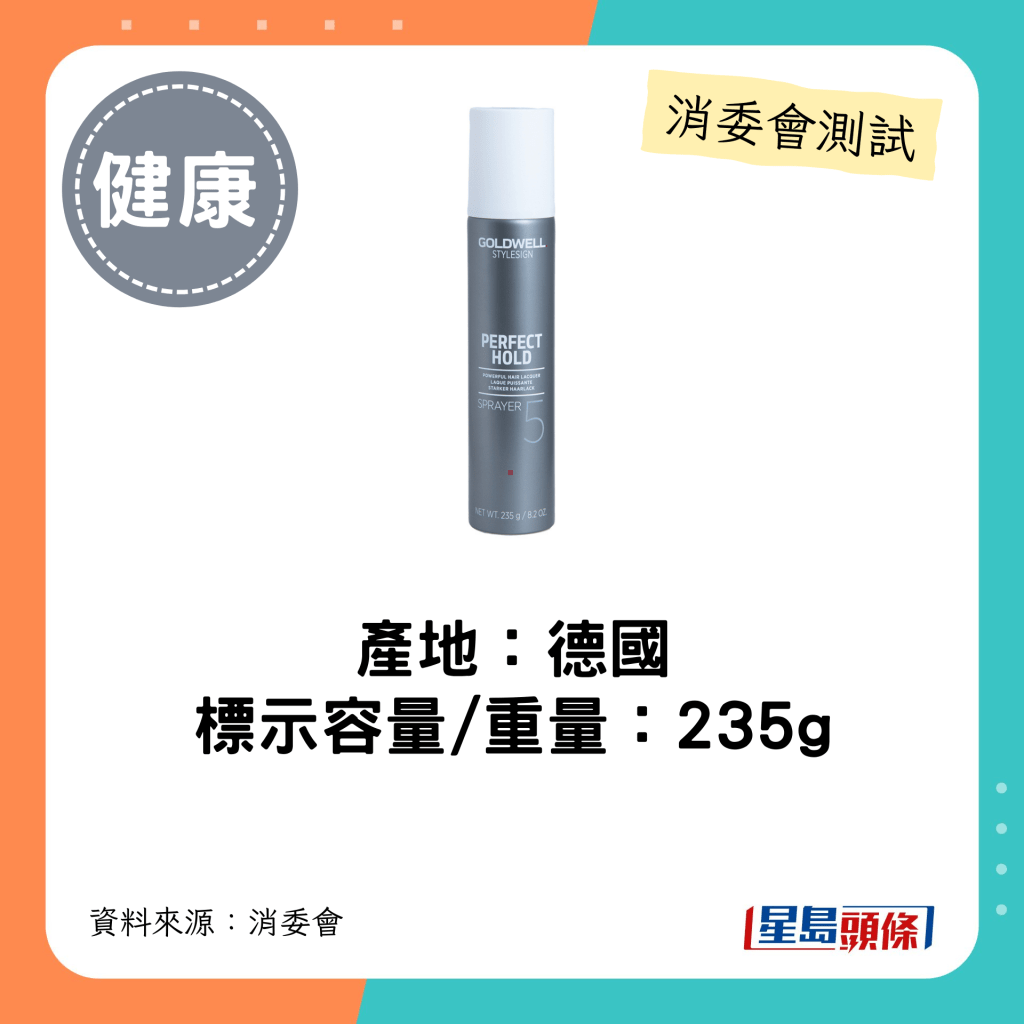 消委会发泥发蜡喷发胶｜产地：德国 标示容量/重量：235g