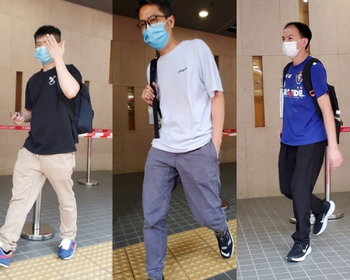 其中3名申索人由左至右:崔偉健、 吳家明及 郭桂健。湯璧瑜攝
