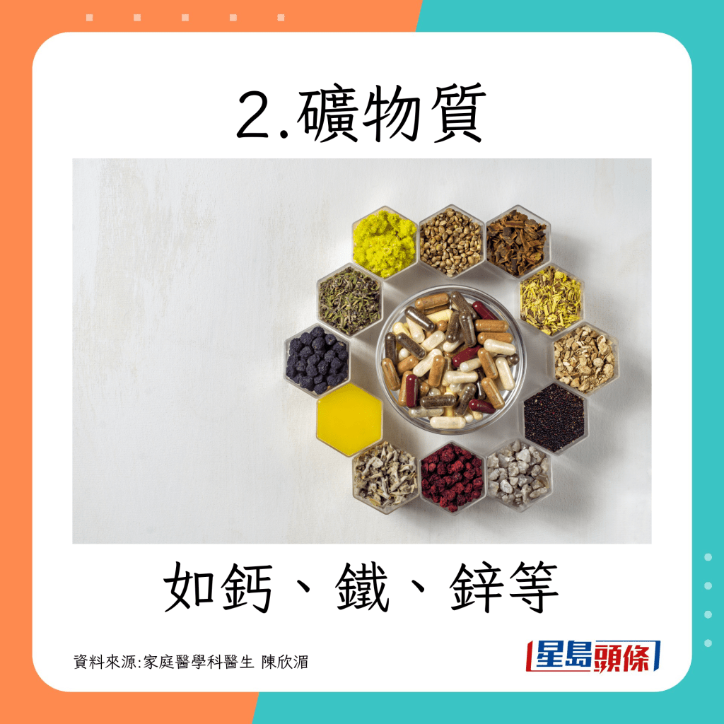 如鈣、鐵、鋅等