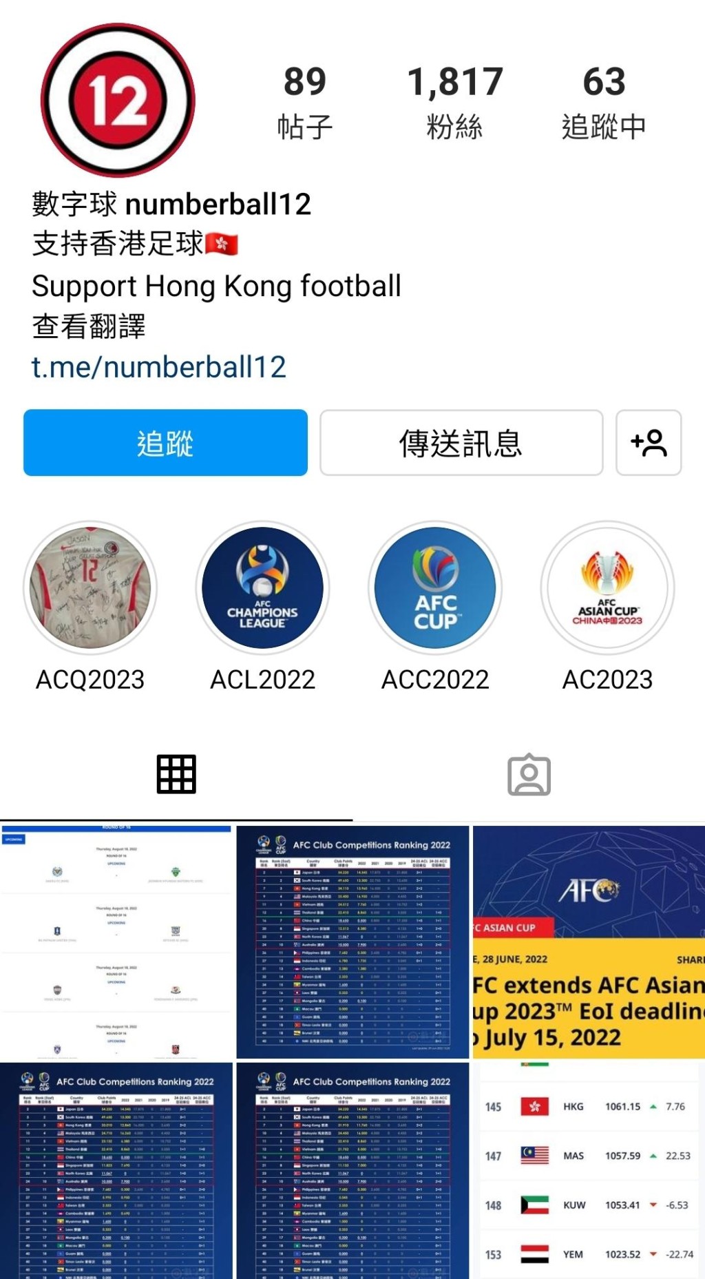 Jason開設社交專頁數字球，用數字來分享香港足球資訊。網上圖片