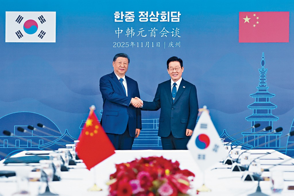 國家主席習近平昨日在慶州與南韓總統李在明舉行會談。