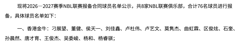 王俊杰出现在香港金牛新赛季球员合同报备名单当中。深蓝体育官网截图