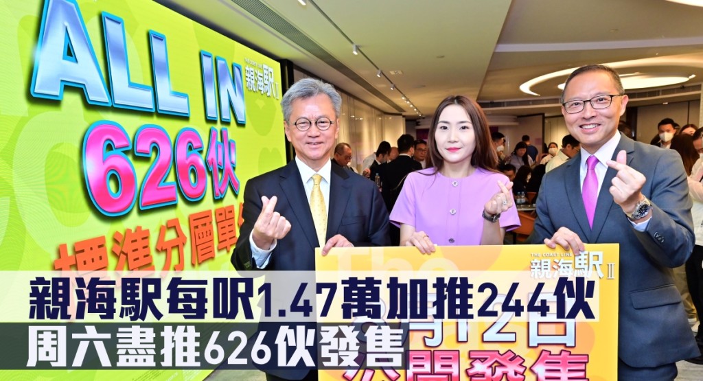 親海駅每呎1.47萬加推244伙,周六盡推626伙發售。