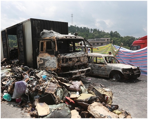 沪昆高速公路湖南邵阳段，在三年前发生特大车祸爆炸事件，当时酿成58人死亡（网上图片）