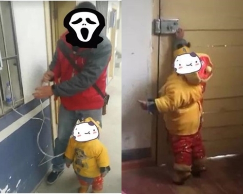 湖南漢綁歲半仔派出所窗戶後潛逃。網上圖片