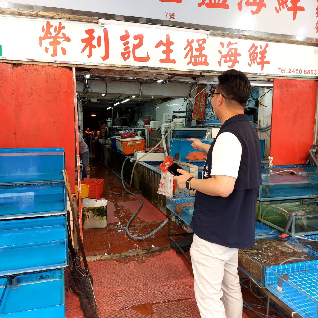 屯門三聖街一帶海鮮食肆受影響。李超雄FB 屯門三聖街一帶海鮮食肆受影響。李超雄FB