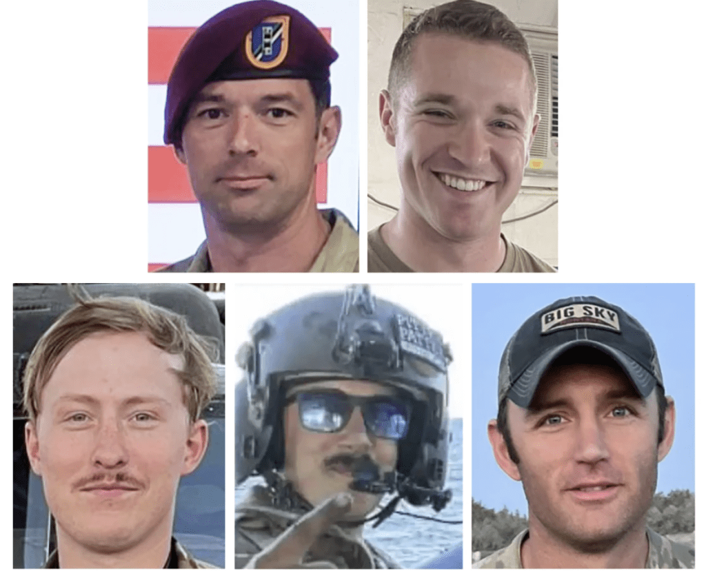 遇難五名機員相片。美聯社