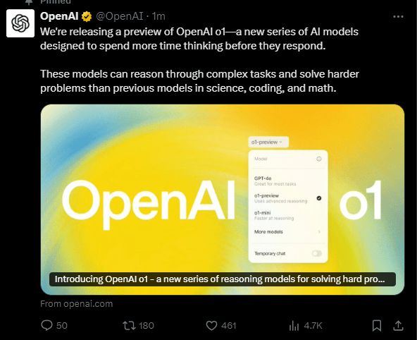 OpenAI o1在国际数学奥林匹亚（IMO）竞赛中能正确解答83%的题目。网上图片