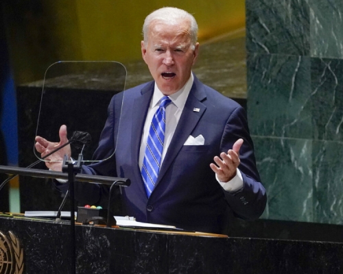 美國總統拜登發表首次聯合國大會演說。AP圖片