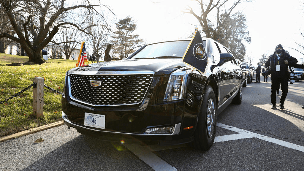 拜登出外參加國際會議的時候都是乘坐凱迪拉克專車。 路透社