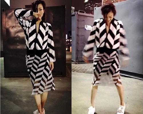 Sammi在社交平台貼上在現場換上薄衣裙照,網民留言好凍要添衣。