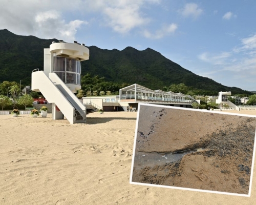 龍尾泳灘露出下層的黑沙。政府新聞處圖片/「龍尾環境教育中心」FB圖片