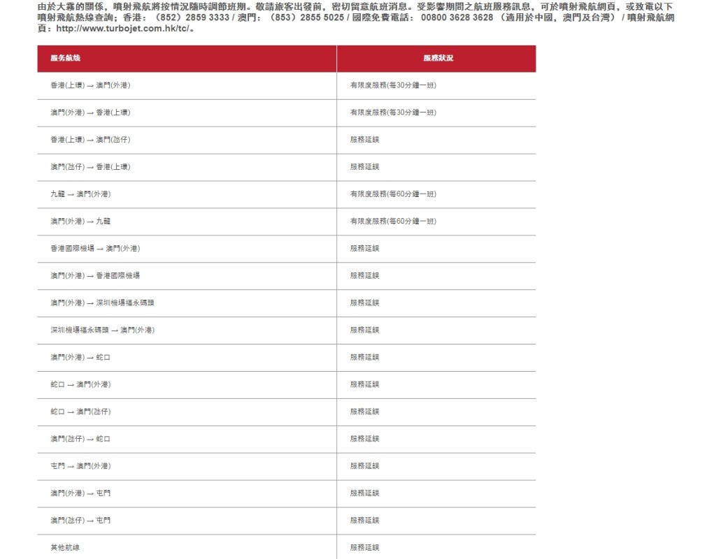 噴射飛航網頁截圖。