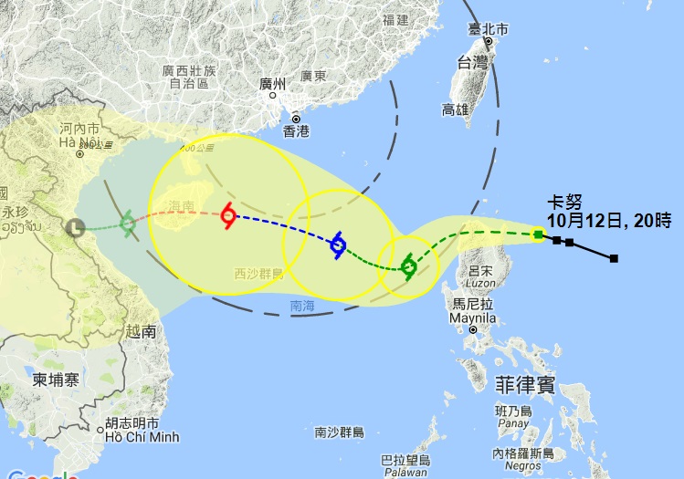 天文台預測卡努會在香港400公里附近掠過