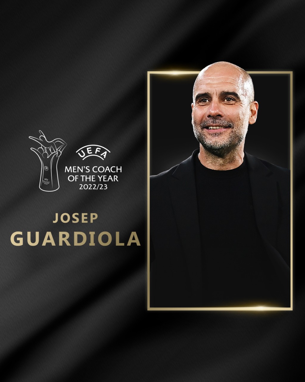 曼城主帥哥迪奧拿亦榮膺22/23歐洲足協年度最佳教練，可謂實至名歸。網上圖片UEFA官方