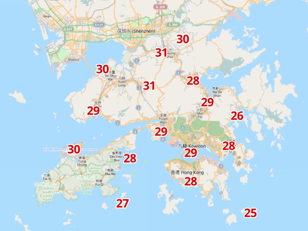 天文台分區天氣截圖