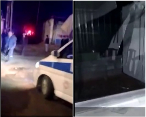 廠房的玻璃窗(右圖)被炸至粉碎,大批警員及救援人員趕至。