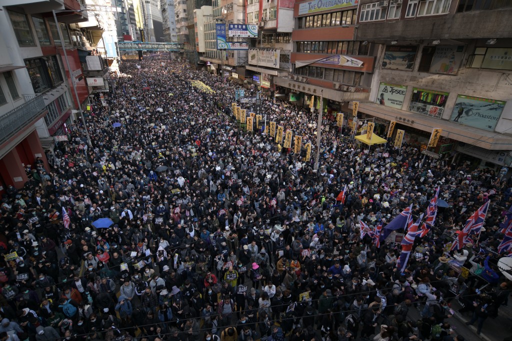 2019年12月8日当天，民阵发起大游行。资料图片