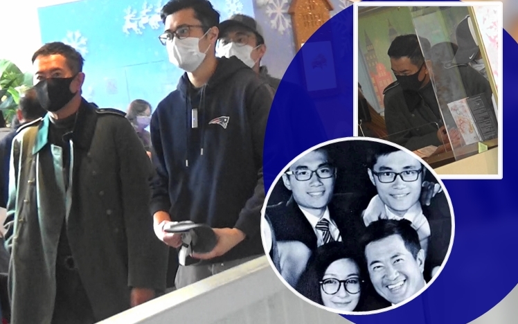 鄧梓峰同孖仔去行商場，孖仔已經高過老竇。

