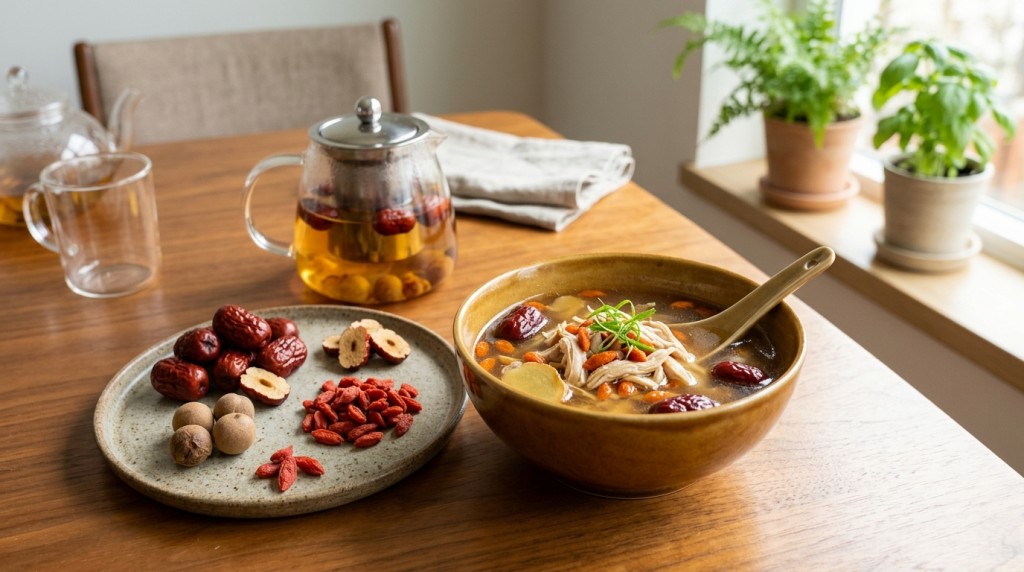 护眼食物6：枸杞与红枣（AI生成示意图）