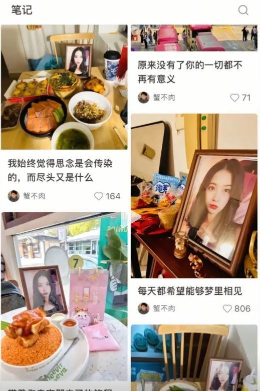 谢家振带着亡妻黄汶雯的照片，四出完成其遗愿。