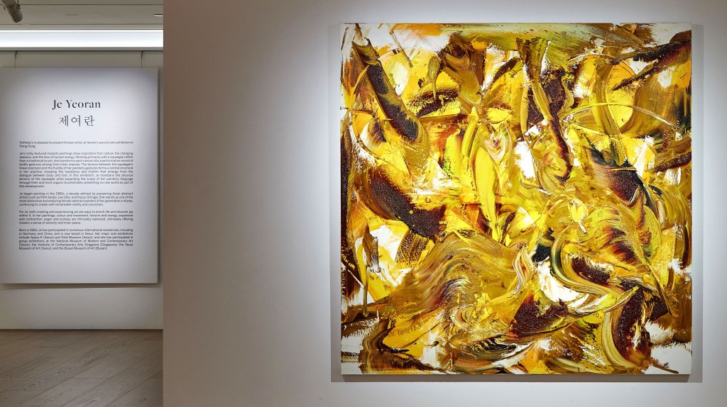 现正在香港举行个展的韩国艺术家诸如兰，展出包括《随处，无处》系列的大型作品，2017年作。