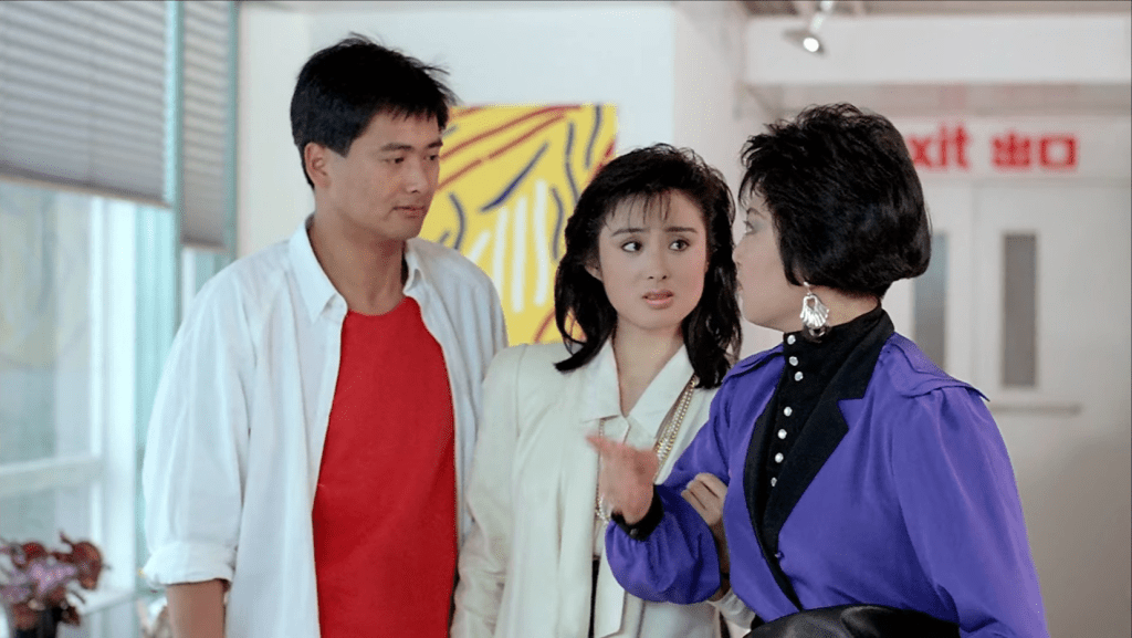 張敏（中）在1987年拍《精裝追女仔》，在當中飾演周潤發女友。