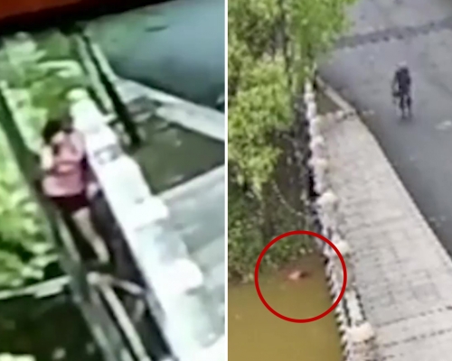 為取靚景女子腳跨護欄外拍照跌落水溺亡。