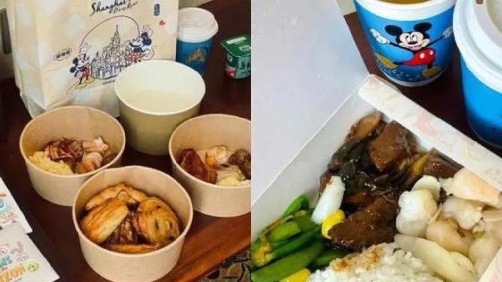 有內地網民上載於上海迪士尼酒店隔離時膳食。網圖