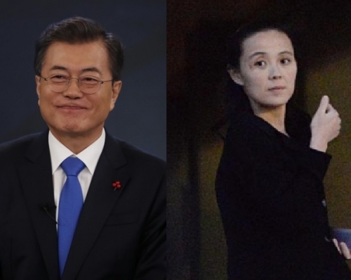 金與正(右)、文在寅(左)。