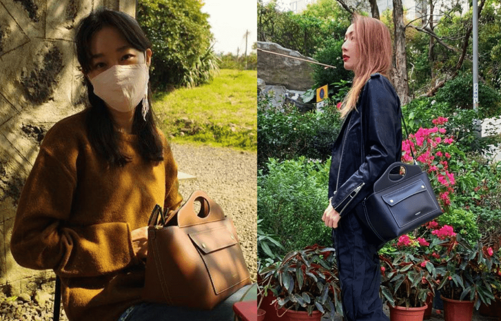 韩剧女王孔孝真(左)及Sammi郑秀文(右)率先佩戴Burberry新推的Pocket Bag。