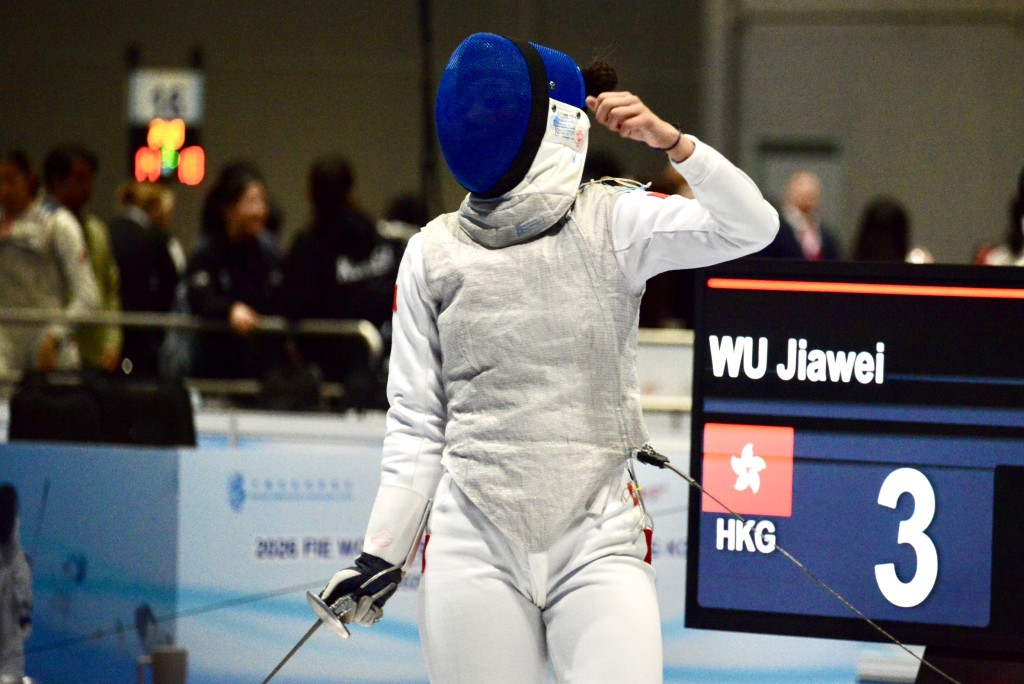 陳諾思於64強不敵美國劍手舒古絲。楊功煜攝 陳諾思於64強不敵美國劍手舒古絲。楊功煜攝