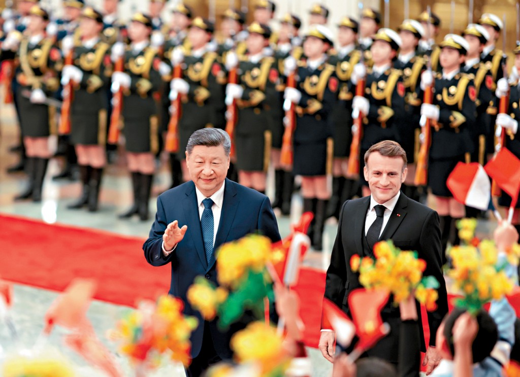 中國國家主席習近平在北京同訪華的法國總統馬克龍舉行會談。