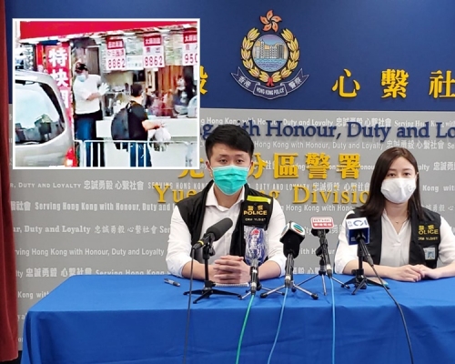 獨行鐵錘肥賊擊毀找換店門鎖，入內行劫，掠去近18萬元，警方交代案情。 網圖及 林思明攝