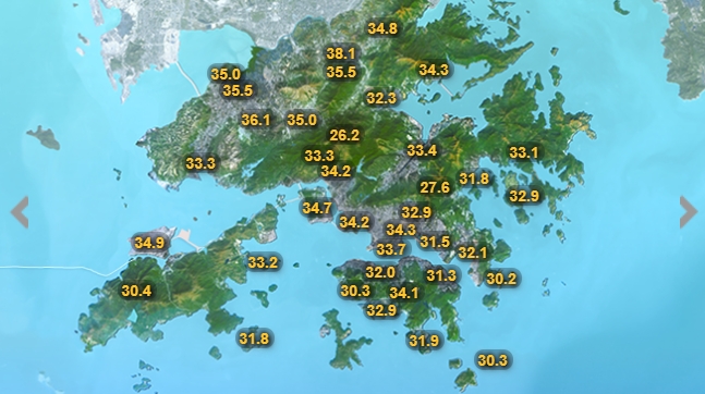 上水更錄得38.1度,是天文台自2004年有記錄以來最高紀錄。
