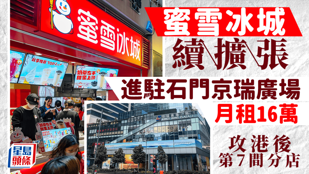  蜜雪冰城續擴張 月租16萬進駐石門京瑞廣場 攻港後第7間分店