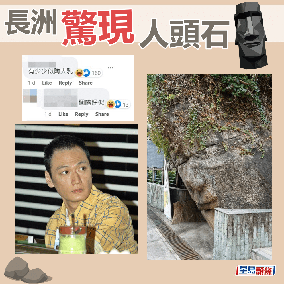 有網民覺得人頭石似陶大宇。fb「香港初級行山群組」截圖和資料圖片