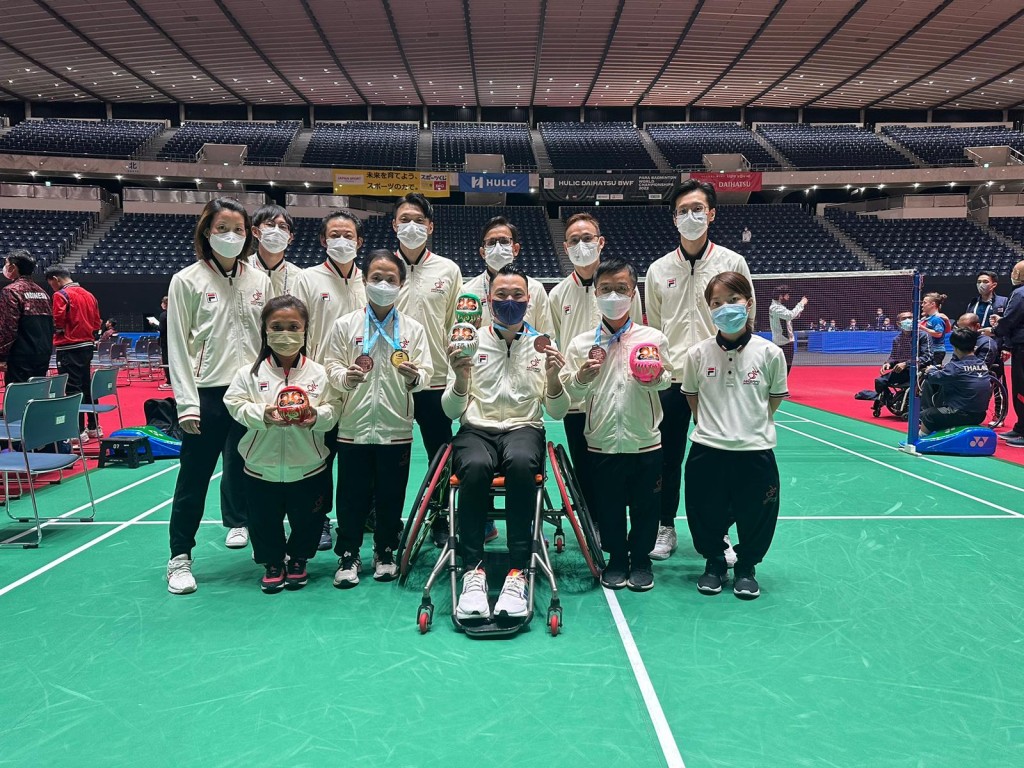 港隊於HULIC DAIHATSU BWF殘疾人羽毛球世界錦標賽2022奪一金兩銅。香港傷殘人士體育協會圖片
