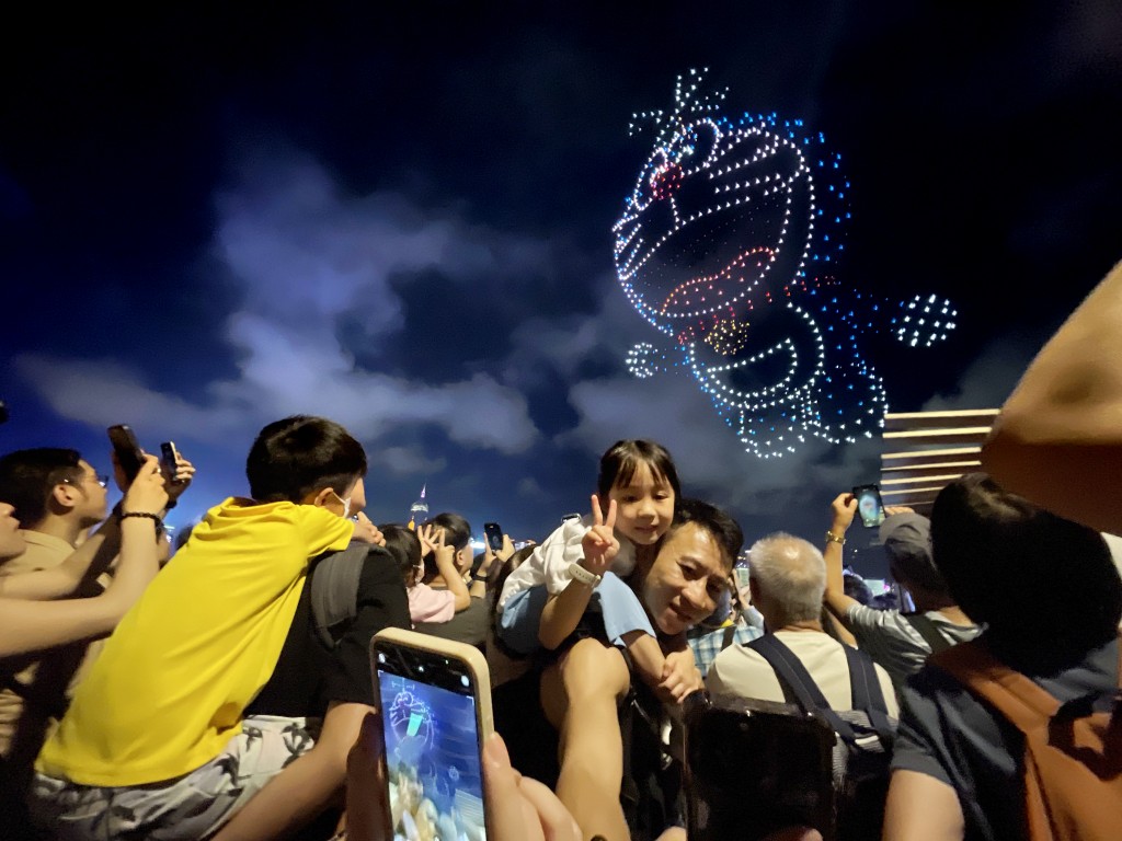 全球首場「多啦A夢」無人機匯演。資料圖片