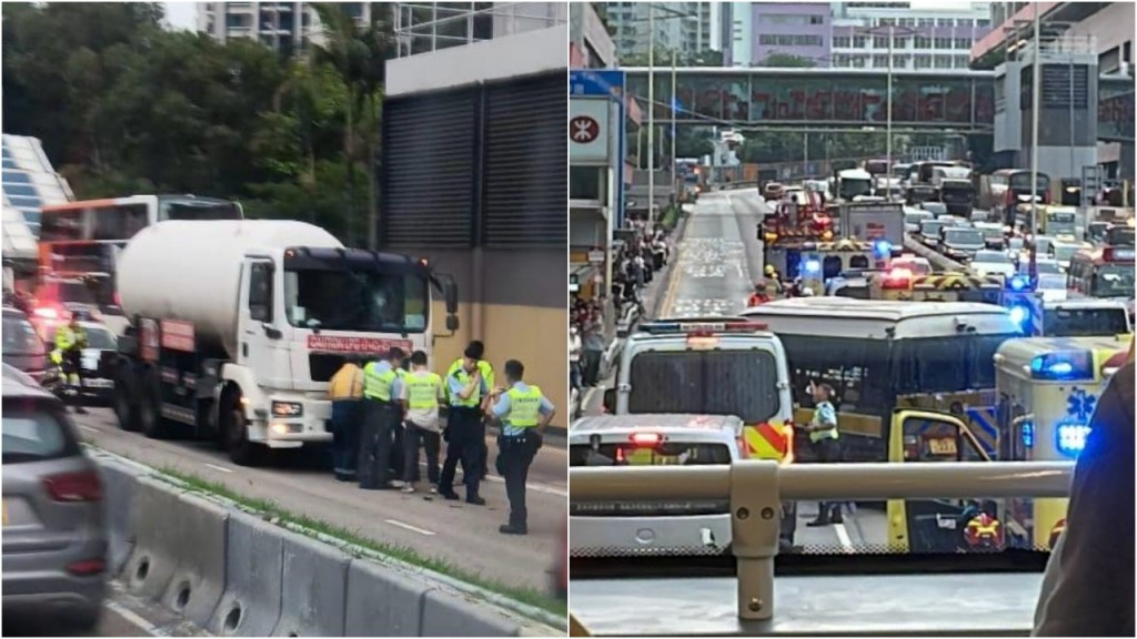 黃大仙運油車撼囚車釀10傷 龍翔道一度擠塞